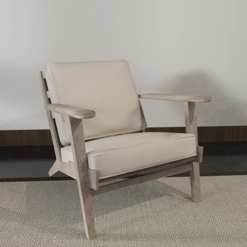 Handcrafted Amber Accent Chair with Slatted Mango Wood, Buffalo Leather Cushions, and Angled Legs - image 35