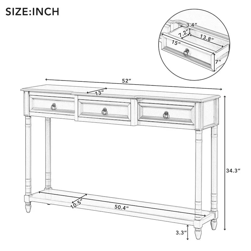 Entryway Console Table with Drawers and Extended Shelf - image 11