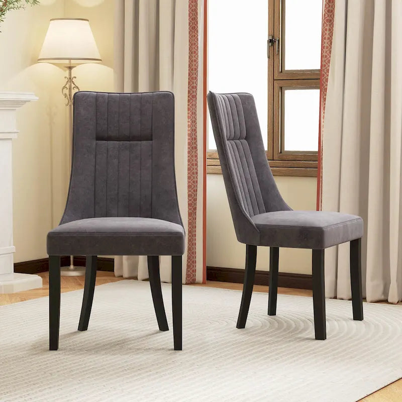 Costway Set of 2/4 Channel Tufted Dining Chairs with High Backrest - image 4