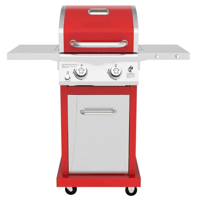 2-Burner Propane Gas Grill, Red 鈥-Stainless Steel, 28,000 BTUs, Compact Design