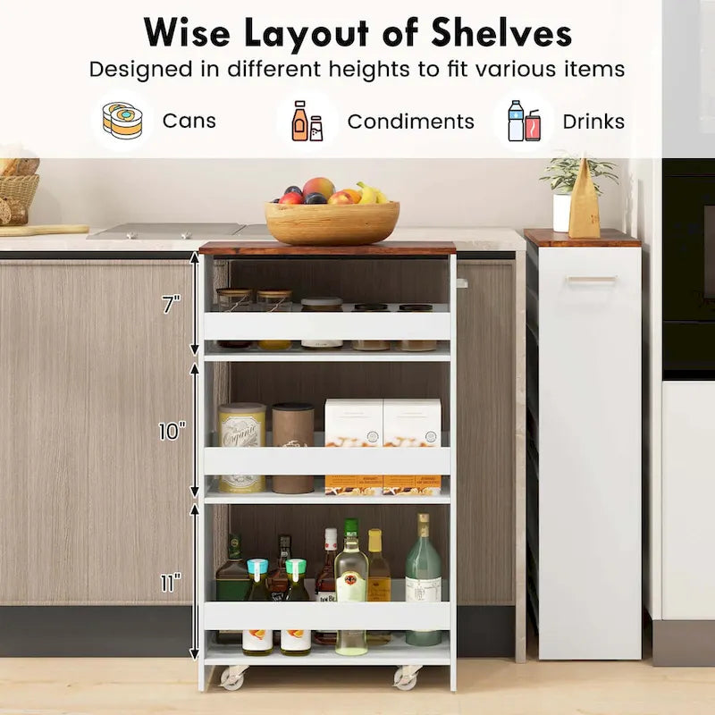 Costway 4-Tier Slim Rolling Kitchen Cart with Wheels - 8 Storage Compartments - image 13