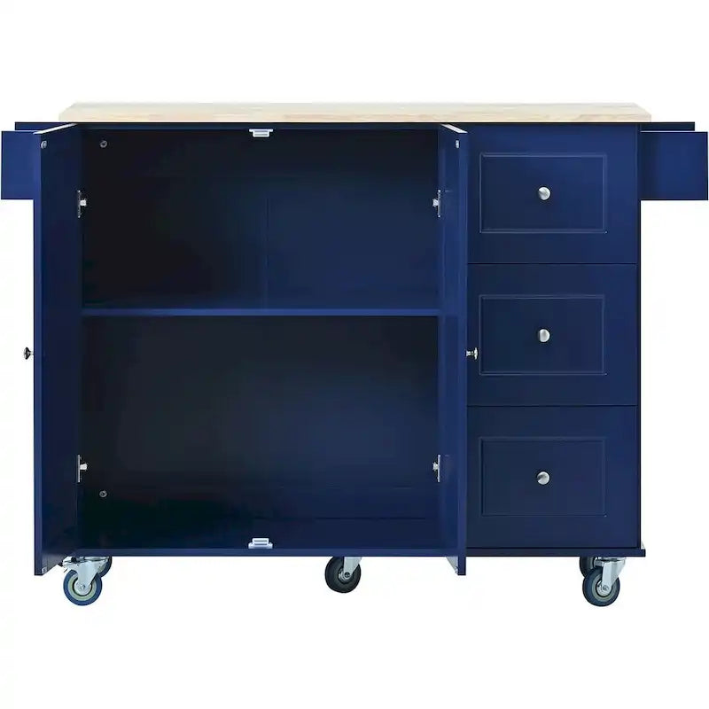 Mobile Kitchen Island on Wheels with Drop Leaf and Solid Wood Top - image 24