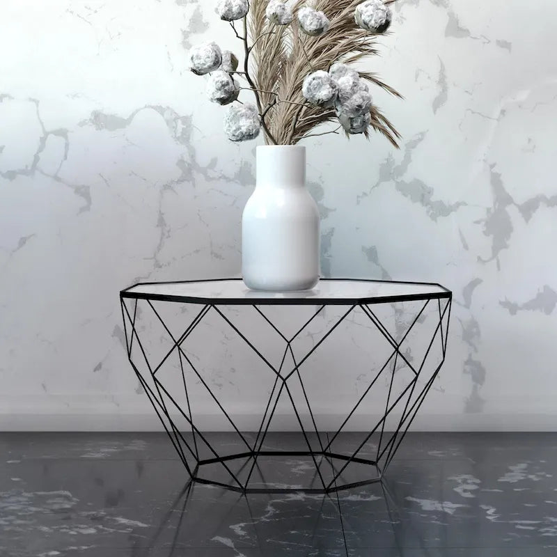 Malibu 22 Modern Octagonal Coffee Table with Tempered Glass Top and Durable Metal Geometric Base for Living Room or Office - image 32