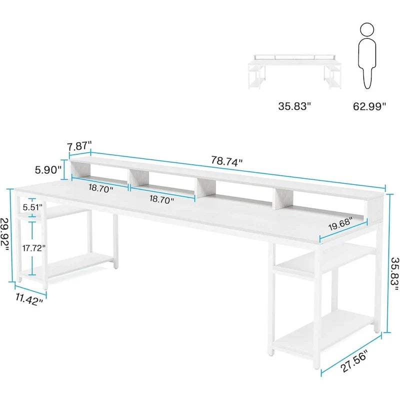 78.7-Inch Extra Long Double Desk for Two, Ideal for Home Office Use - image 10