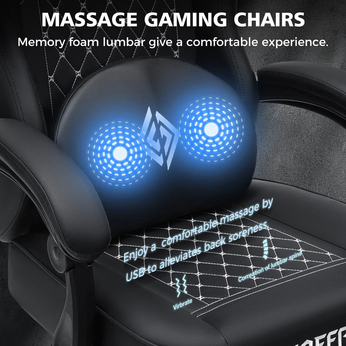 Hoffree Gaming Chair with Massage and Footrest Big and Tall Gamer Chair with Headrest and Lumbar Support PU Computer Game Chair for Adults Office - image 4