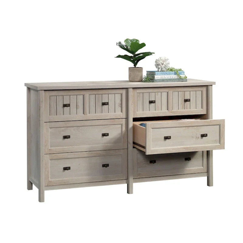 Wood Dresser with 6 Drawers Storage Cabinet with Thick Top - image 2