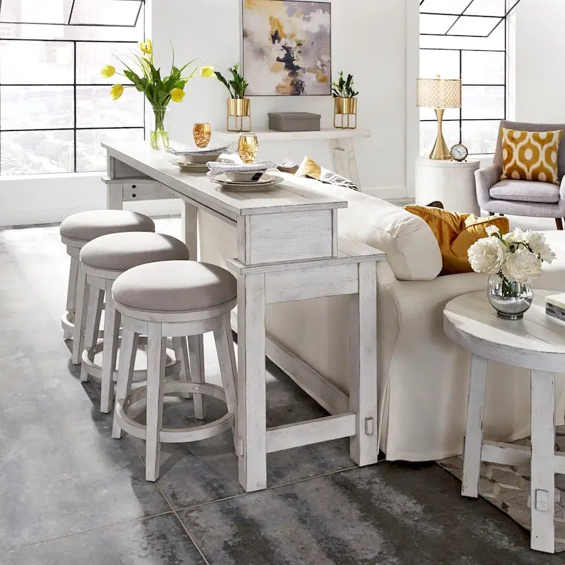 Distressed White 4-Piece Modern Farmhouse Flea Market Set - image 2