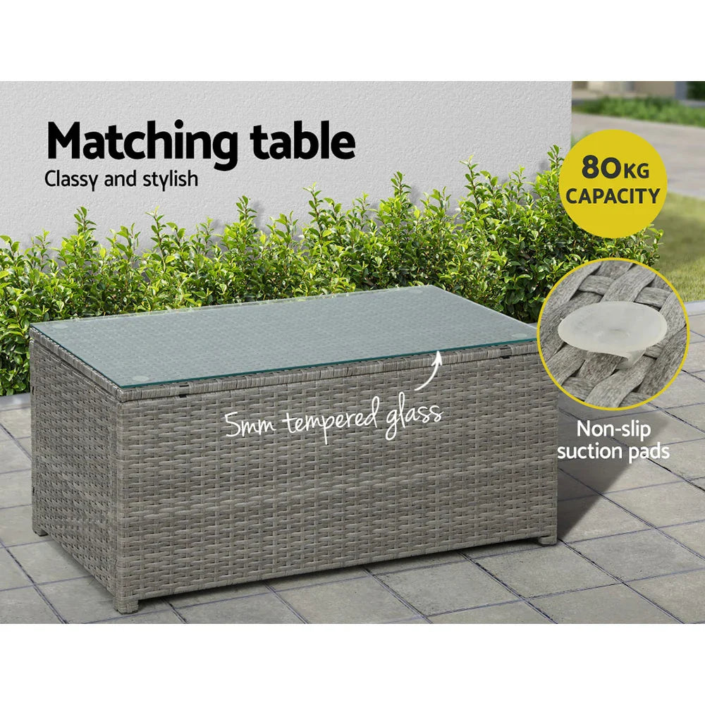 Gardeon 4-Piece Outdoor Sofa Set Wicker Couch Lounge Setting Grey - image 7