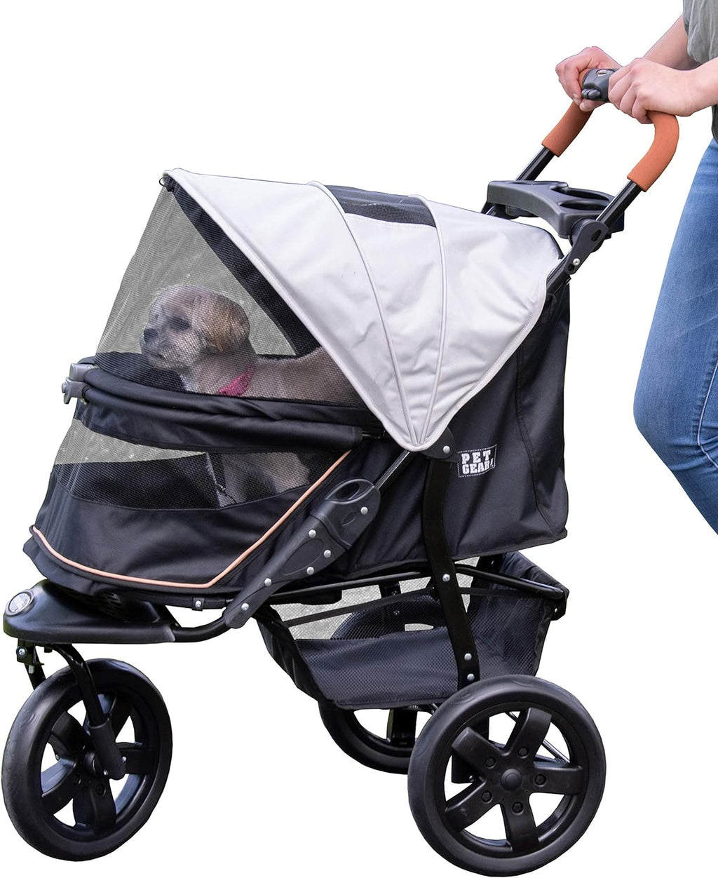 Pet Gear No-Zip AT3 Pet Stroller for Cats/Dogs, Zipperless Entry, Easy One-Hand Fold, Jogging Tires, Removable Liner, Cup Hol