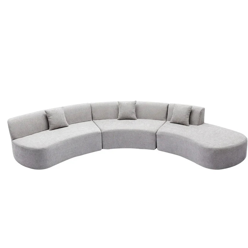 136-Inch Elegant Curved Chenille Sectional Sofa with Three Throw Pillows for Living Room - image 18