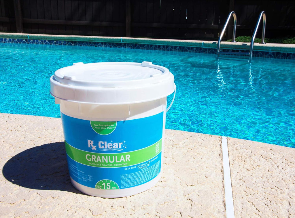 Clear Stabilized Granular Chlorine | One 50-Pound Bucket | Use As Bactericide, Algaecide, and Disinfectant in Swimming Pools 