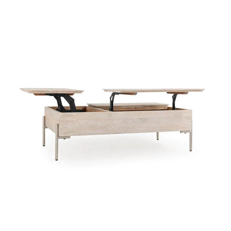 Rocklin White Mango Wood Lift-Top Coffee Table by Classic Home - image 2