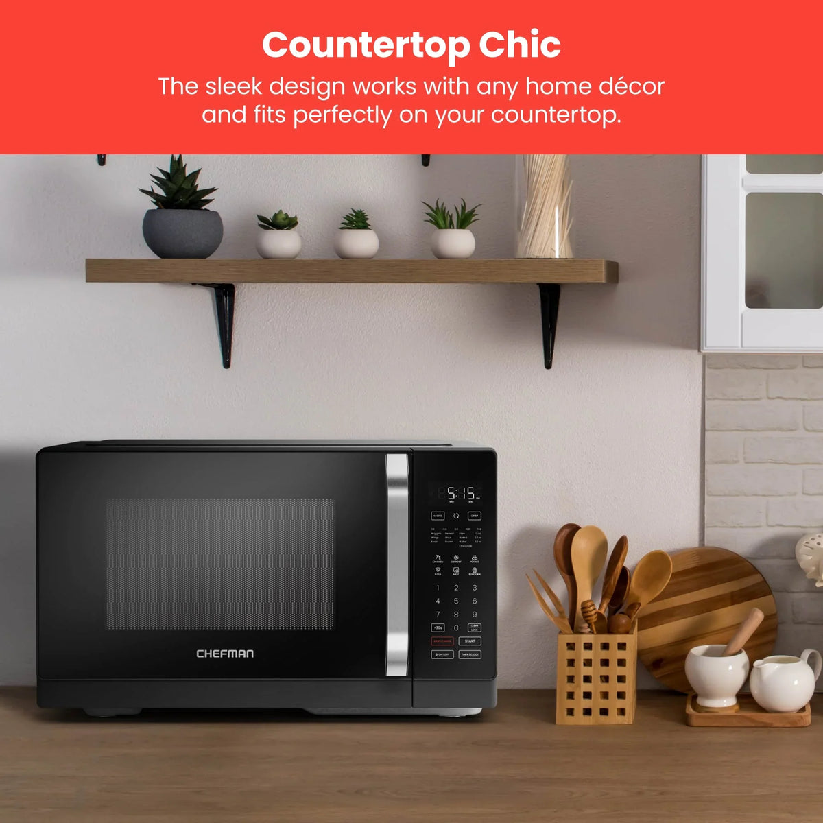 Chefman Microcrisp 1.1 cu. ft. Countertop Microwave Oven + Crisper, 1800 Watts - Black - image 11