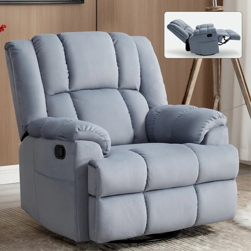 Extra-Large Swivel Rocker Recliner with Footrest and Pockets - Manual Operation - image 4