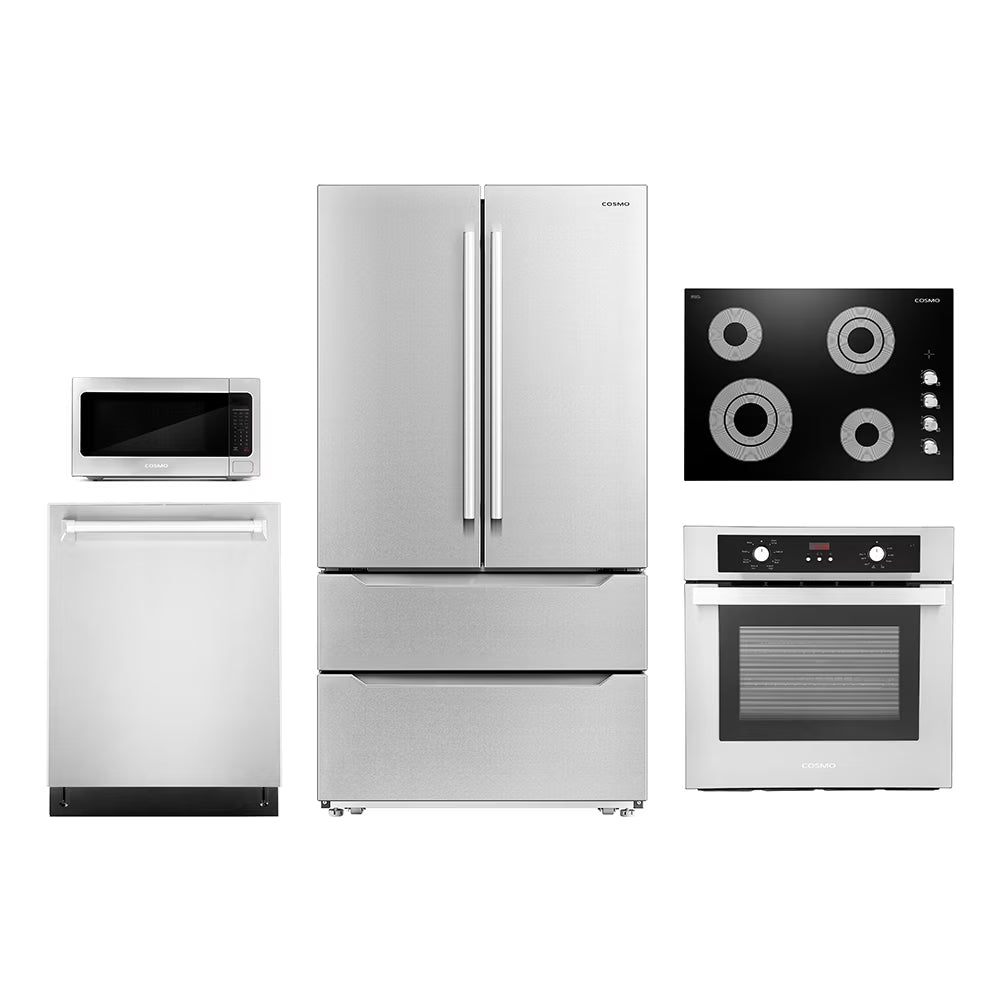 Cosmo 5 Piece Kitchen Appliance Package With 30" Electric Cooktop 24" Single Electric Wall Oven 30" Over-the-range Microwave French Door Refrigerator & 24" Built-in Fully Integrated Dishwasher - image 3