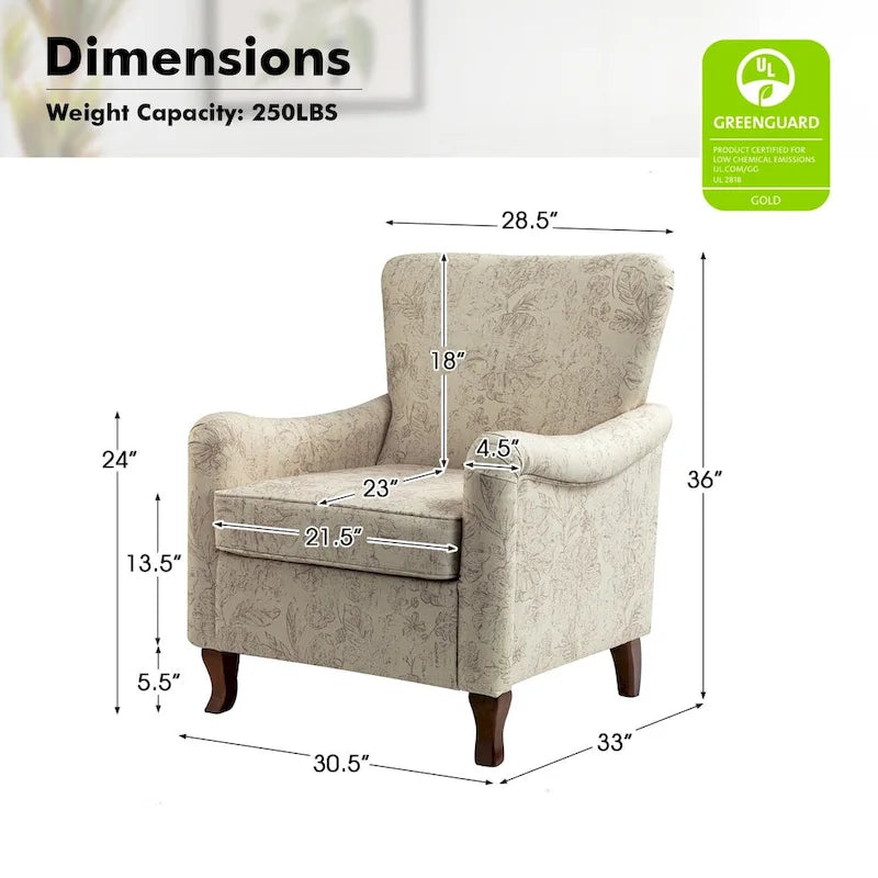 Set of 2 Samouel Contemporary Floral Wingback Armchairs by HULALA HOME - image 39