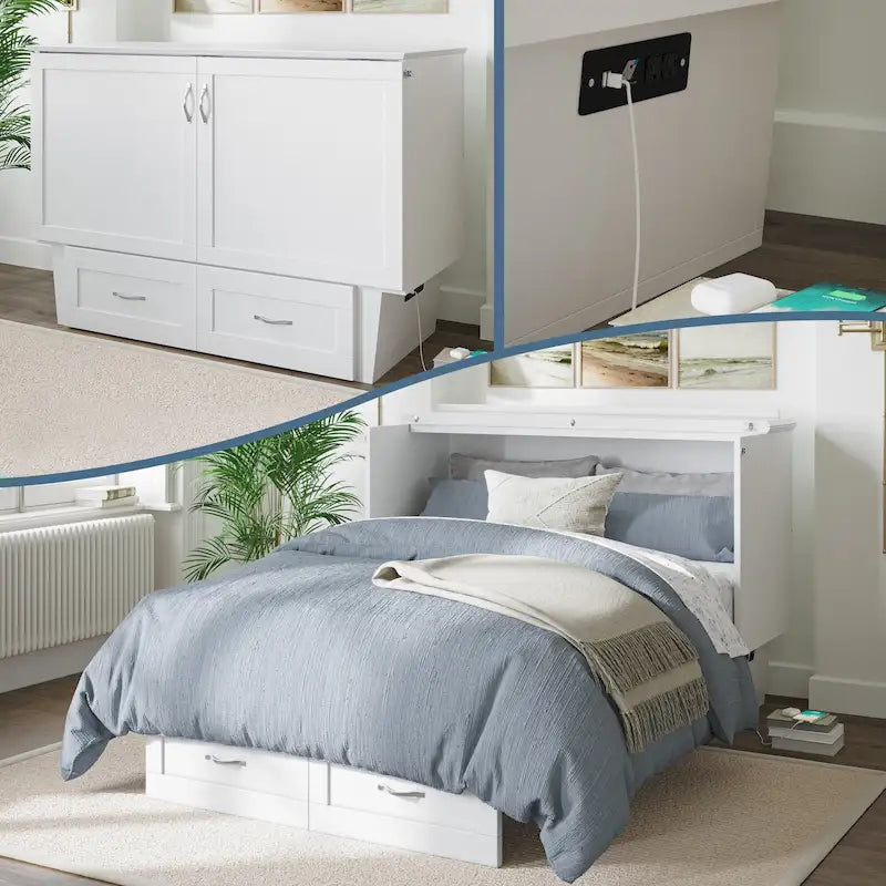 Monroe Full Murphy Bed Chest with 6 Memory Foam Mattress - image 2