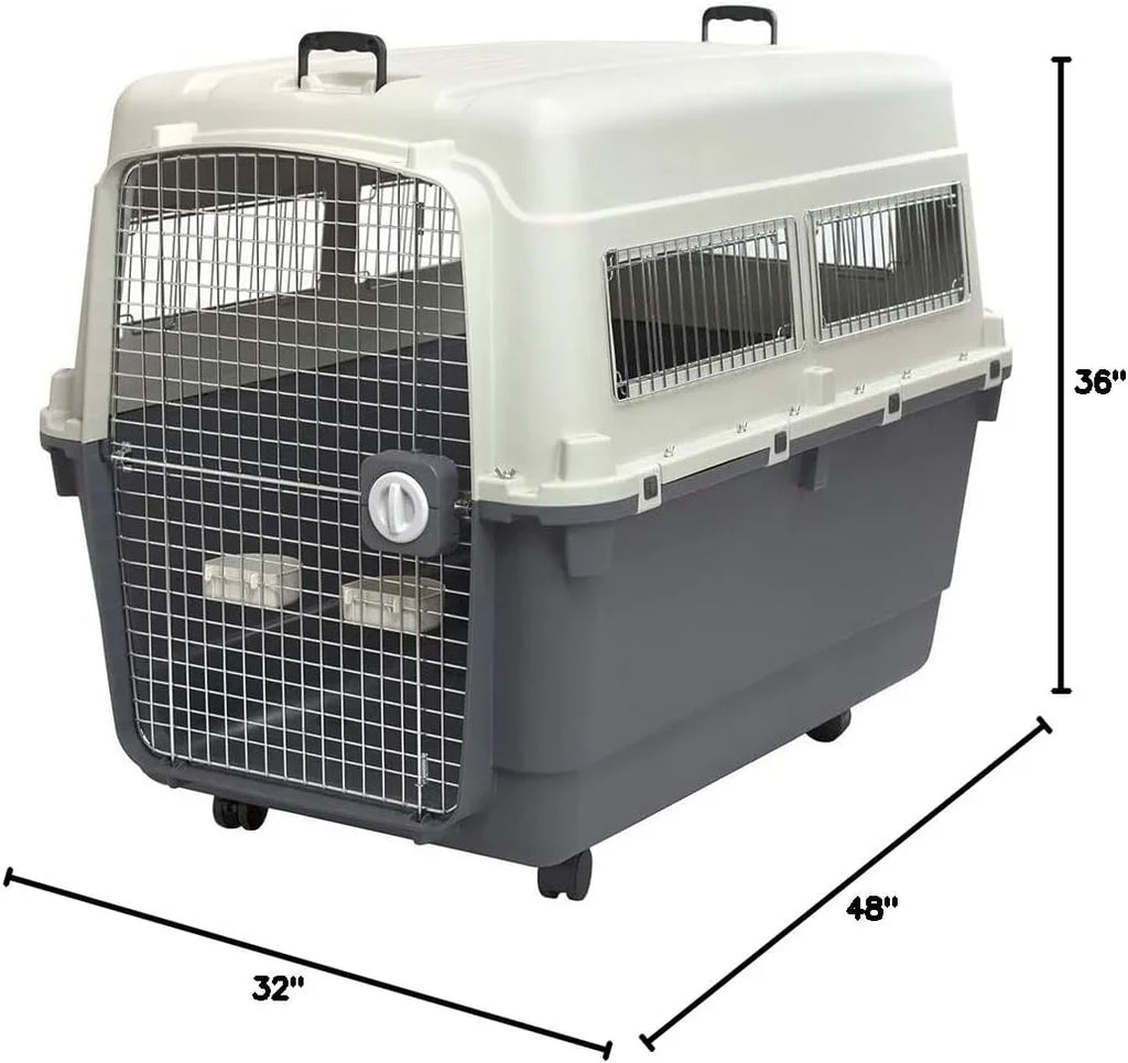 Designs Plastic Kennels Rolling Plastic Airline Approved Wire Door Travel Dog Crate, XXX-Large, Gray - image 59