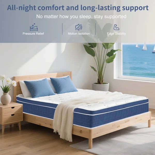 Full Size Mattress in a Box 14 Inch Memory Foam Hybrid Mattress with Pocketed Springs Medium Firm Support Motion Isolation Edge Support Night Trial - image 13