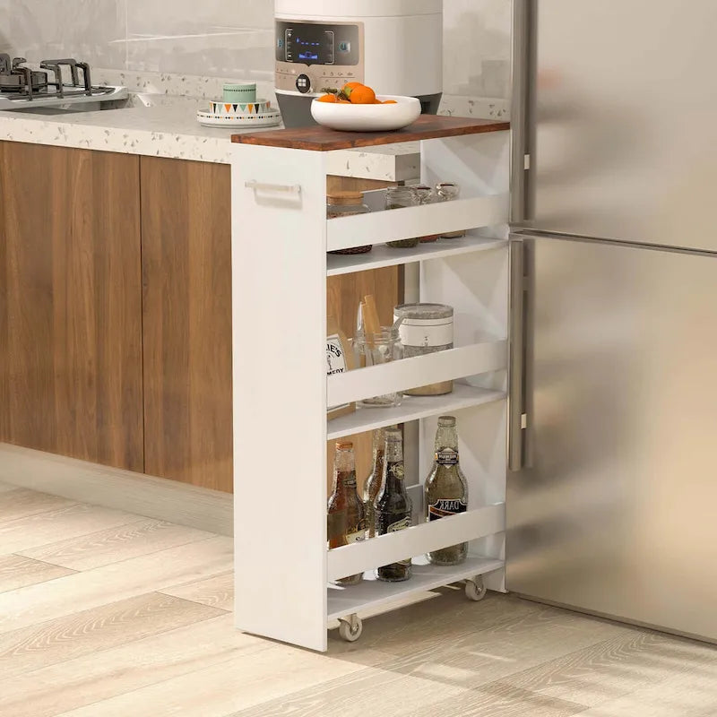 Costway 4-Tier Slim Rolling Kitchen Cart with Wheels - 8 Storage Compartments - image 25