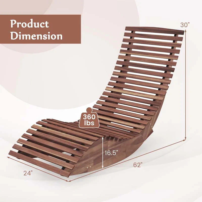 Acacia Wood Outdoor Patio Rocking Chair With Widened Slatted Seat Amp High Back Porch Rocker Sun Lounger For Backyard Garden 