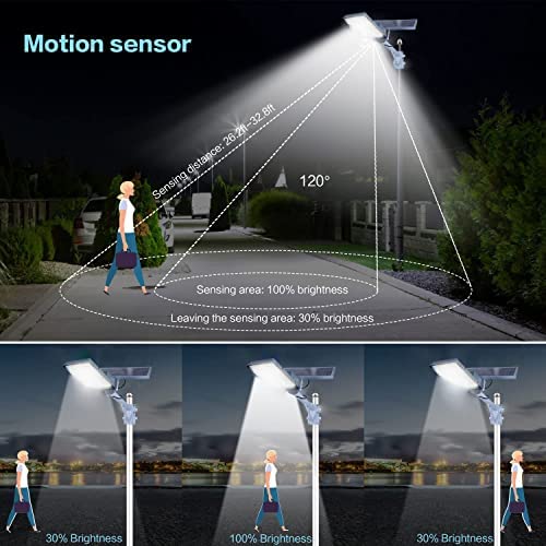 450W Solar Street Flood Lights Outdoor Lamp with Remote Control Dusk to Dawn Security Lighting for Yard Garden Gutter Basketball Court Arena Lawn lm - image 3