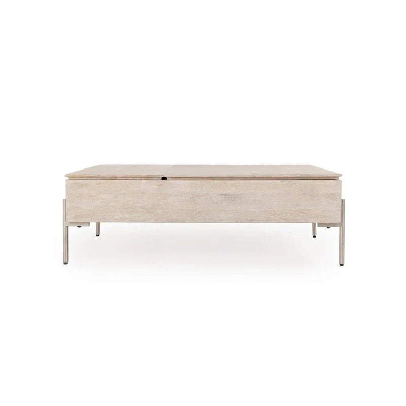 Rocklin White Mango Wood Lift-Top Coffee Table by Classic Home - image 3