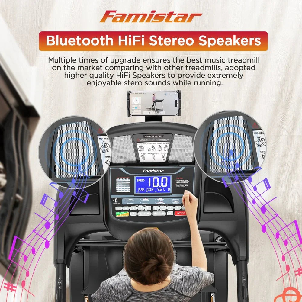 Famistar Folding Treadmill for Home with 15 Levels Auto Incline, 300LB Capcity, 10MPH Fast Speed Controls - image 8