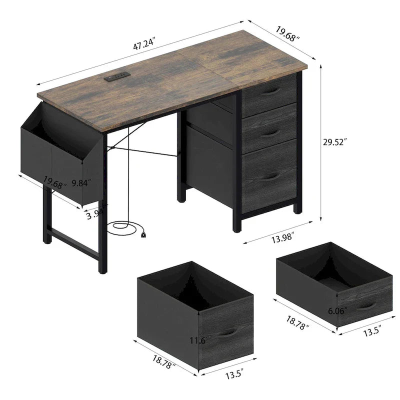 Contemporary Computer Desk with Built-in Charging Station and Versatile Reversible Storage Drawers for Home Office or Study - image 5