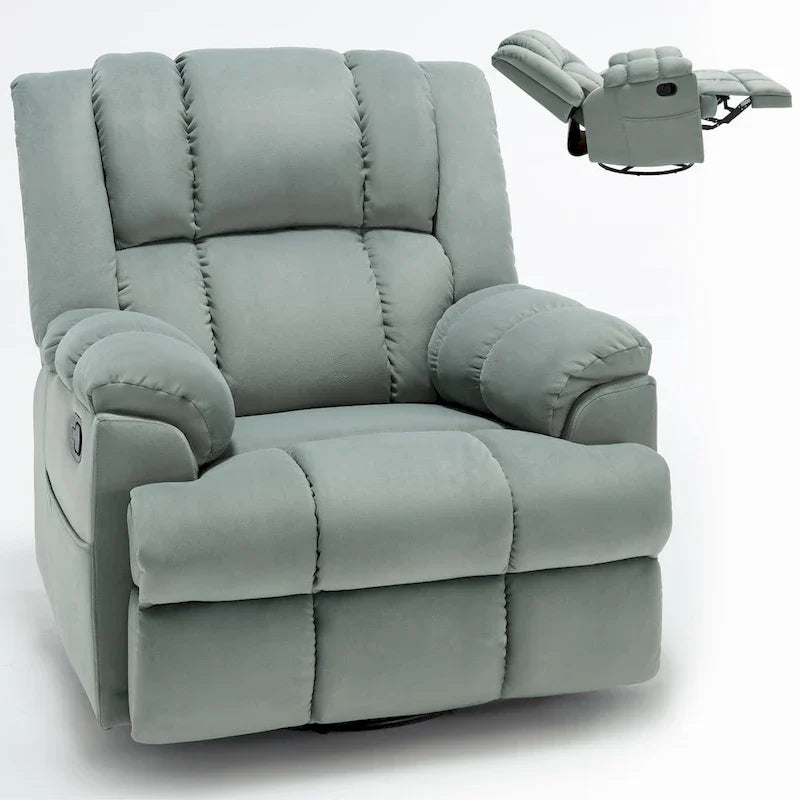 Extra-Large Swivel Rocker Recliner with Footrest and Pockets - Manual Operation - image 12