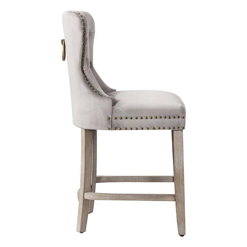 Carter 24-Inch Wingback Tufted Counter Stool with Antique Grey Legs and Nailhead Trim - image 22