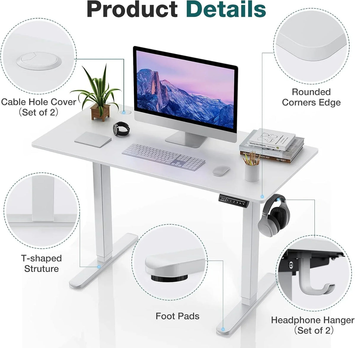 Electric Standing Desk 48 x 24 Inch Adjustable Height Electric with 3 Memory Controller