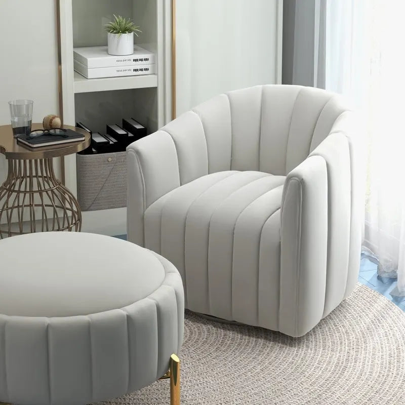 Swivel Accent Chair with Ottoman Set and Upholstered Cushion - image 19