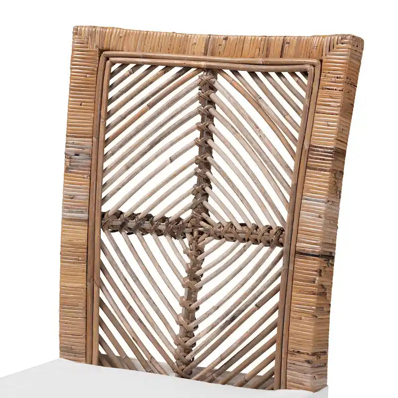 Laluna Contemporary Bohemian Rattan and Mahogany Dining Chair with Cushion - image 7