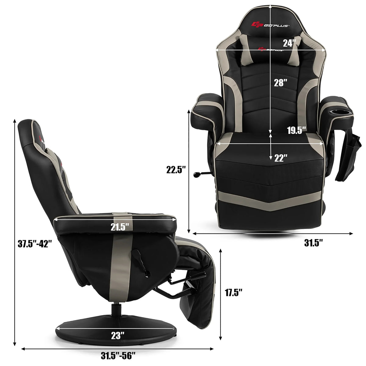 Massage Gaming Chair Racing Style Gaming Recliner Blue - image 5