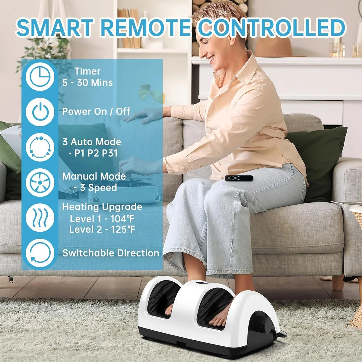 Shiatsu Foot Massager with Heat-Foot Massager Machine for Neuropathy, Plantar Fasciitis and Pain Relief-Massage Foot, Leg, Calf, Ankle with Deep Kneading Heat Therapy, Gift for Mother's Day - image 11