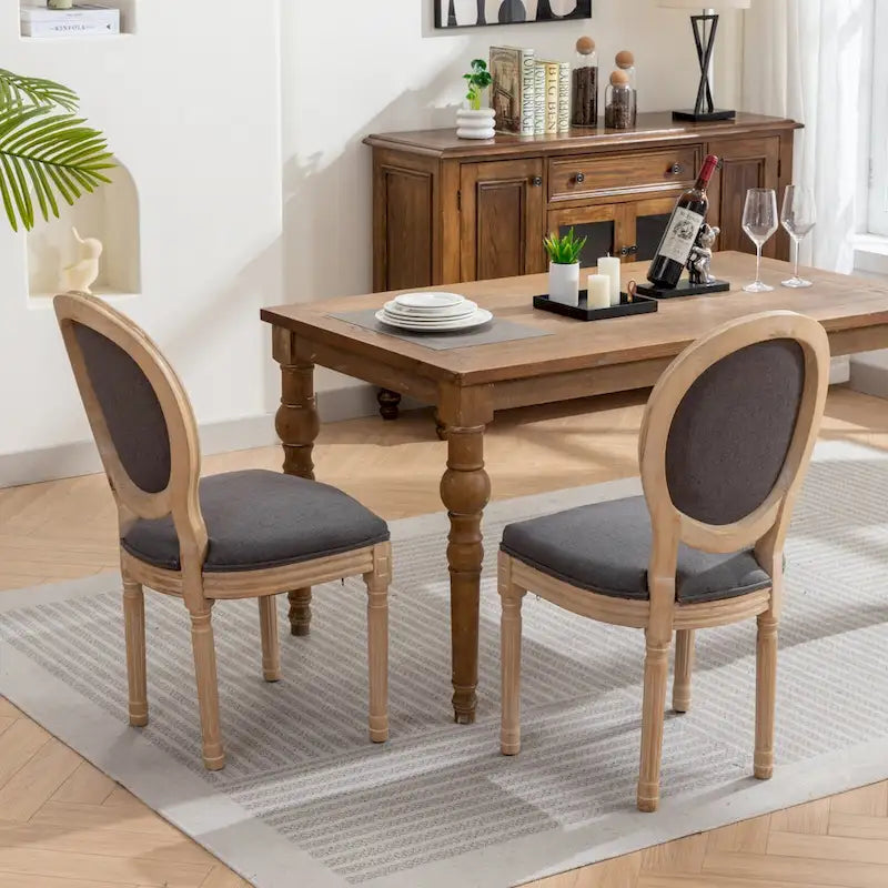 Set of 2 French Oval Back Dining Chairs - Elegant Retro Design with Solid Wood Frame - image 16