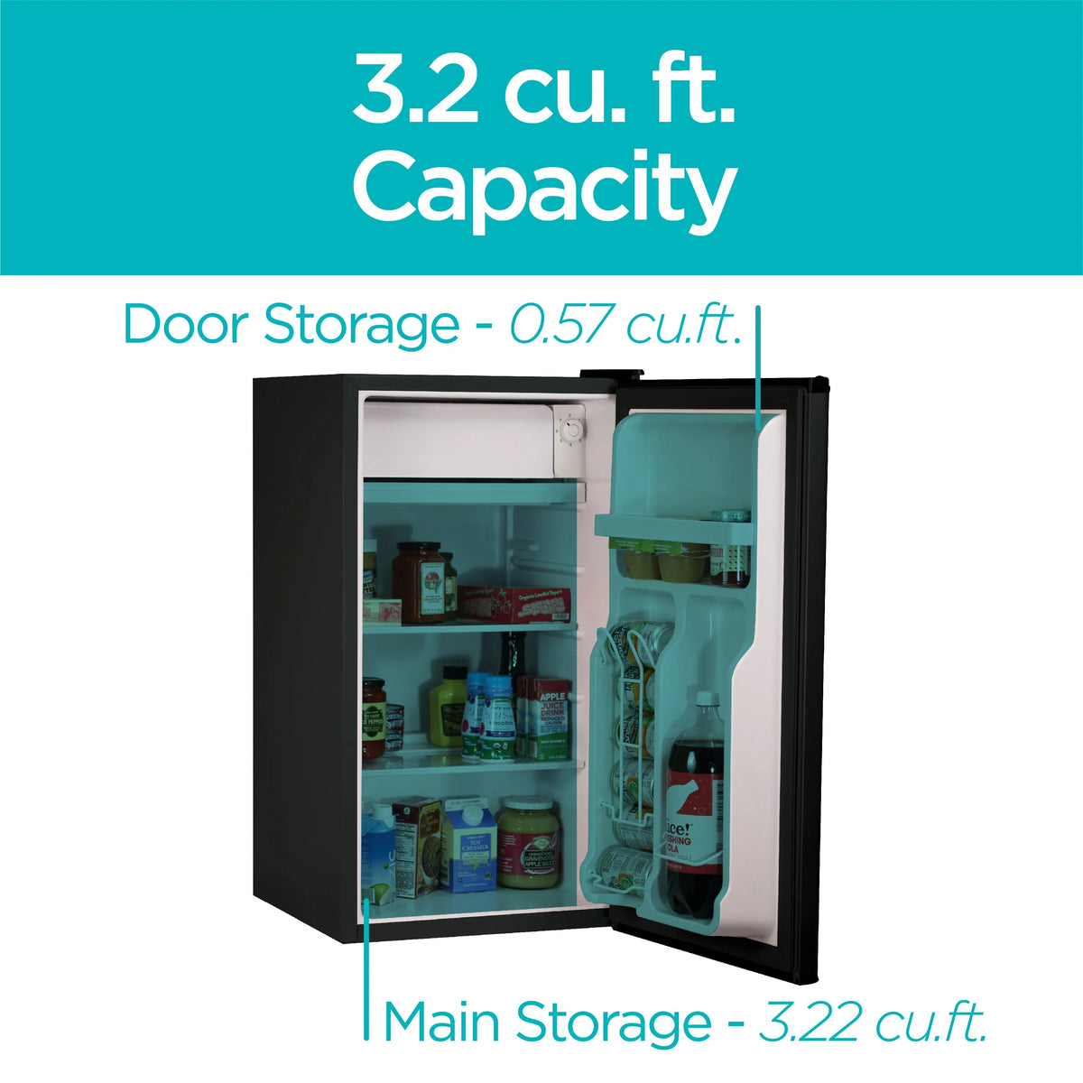BLACK+DECKER BCRK32B Compact Refrigerator & Mini Fridge with Freezer, 3.2 cu. ft., Black - image 5