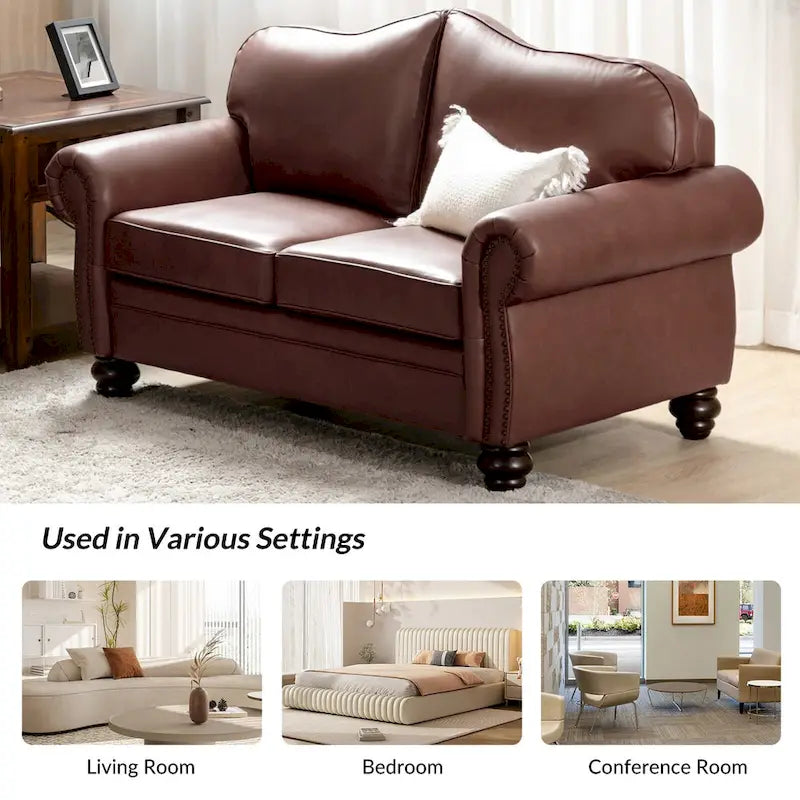 Angel Transitional Genuine Leather Sofa with Tufted Backrest by HULALA HOME - image 24