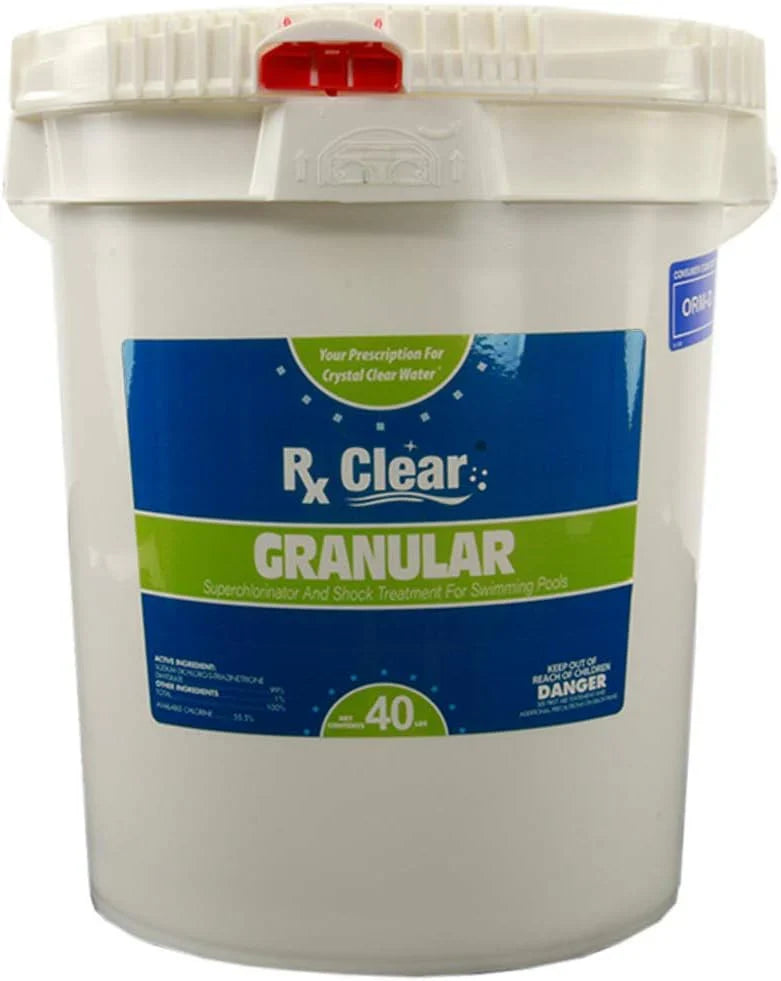 Clear Stabilized Granular Chlorine | One 50-Pound Bucket | Use As Bactericide, Algaecide, and Disinfectant in Swimming Pools 