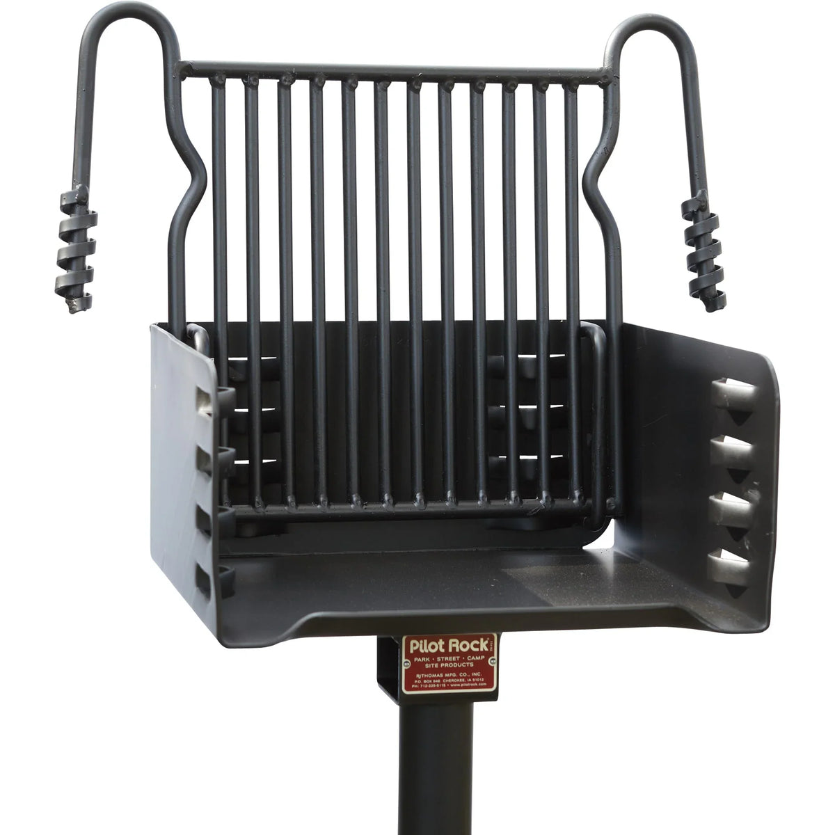 Pilot Rock Park Style Steel Outdoor BBQ Charcoal Grill and Post, Black