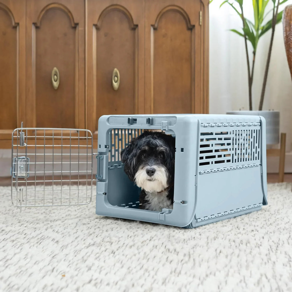 Designs Plastic Kennels Rolling Plastic Airline Approved Wire Door Travel Dog Crate, XXX-Large, Gray - image 36