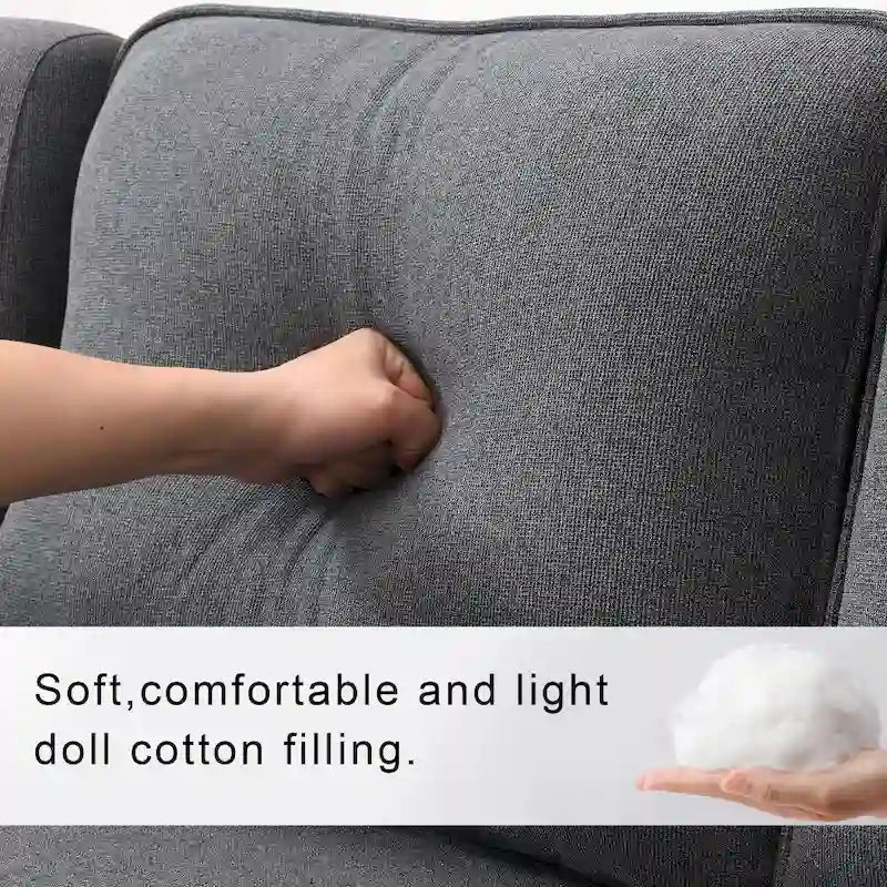104-Inch Modern Linen Fabric Sofa for 4 with Armrest Pockets and 4 Cushions - image 8