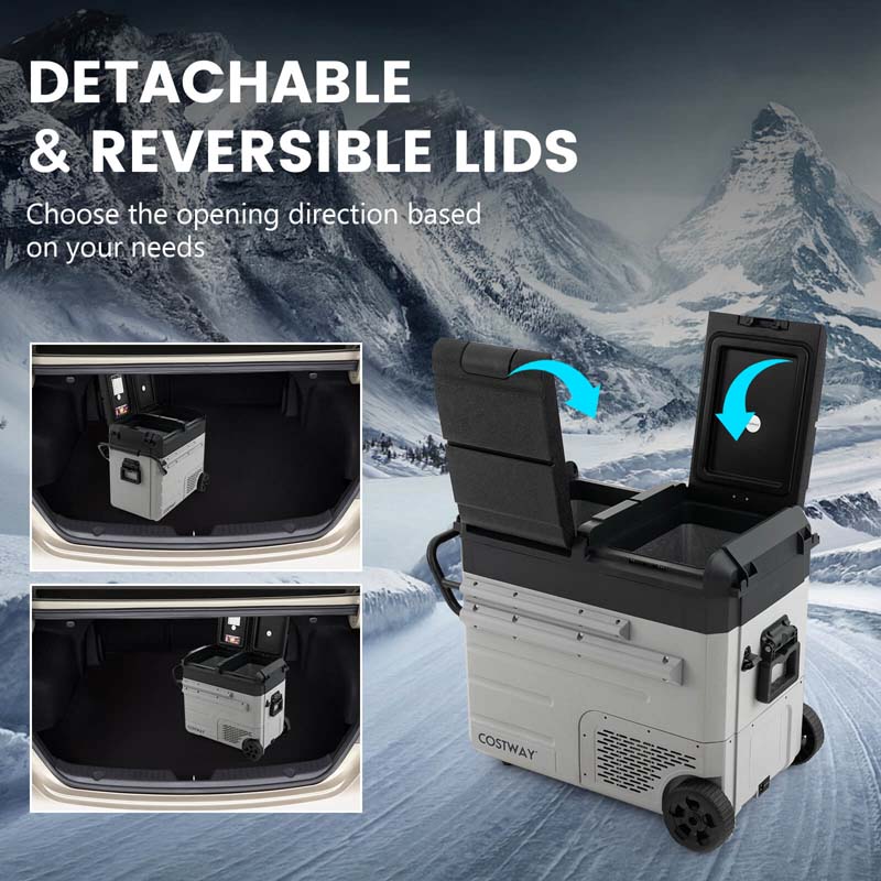 40-Quart Dual-zone Car Refrigerator with Wheels, 12V/24V DC & 100-240V AC Portable Car Fridge Cooler Freezer - image 16