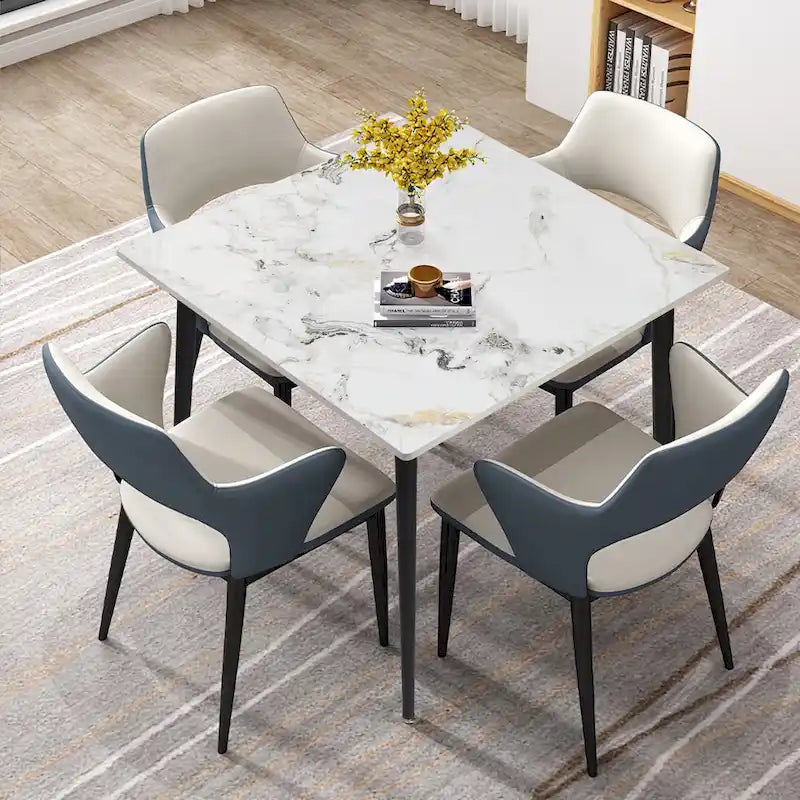 Contemporary Slate Kitchen Dining Table with Sintered Stone Surface and Metal Legs (Table Only) - 31.5 x 31.5 x 30 inches - image 9