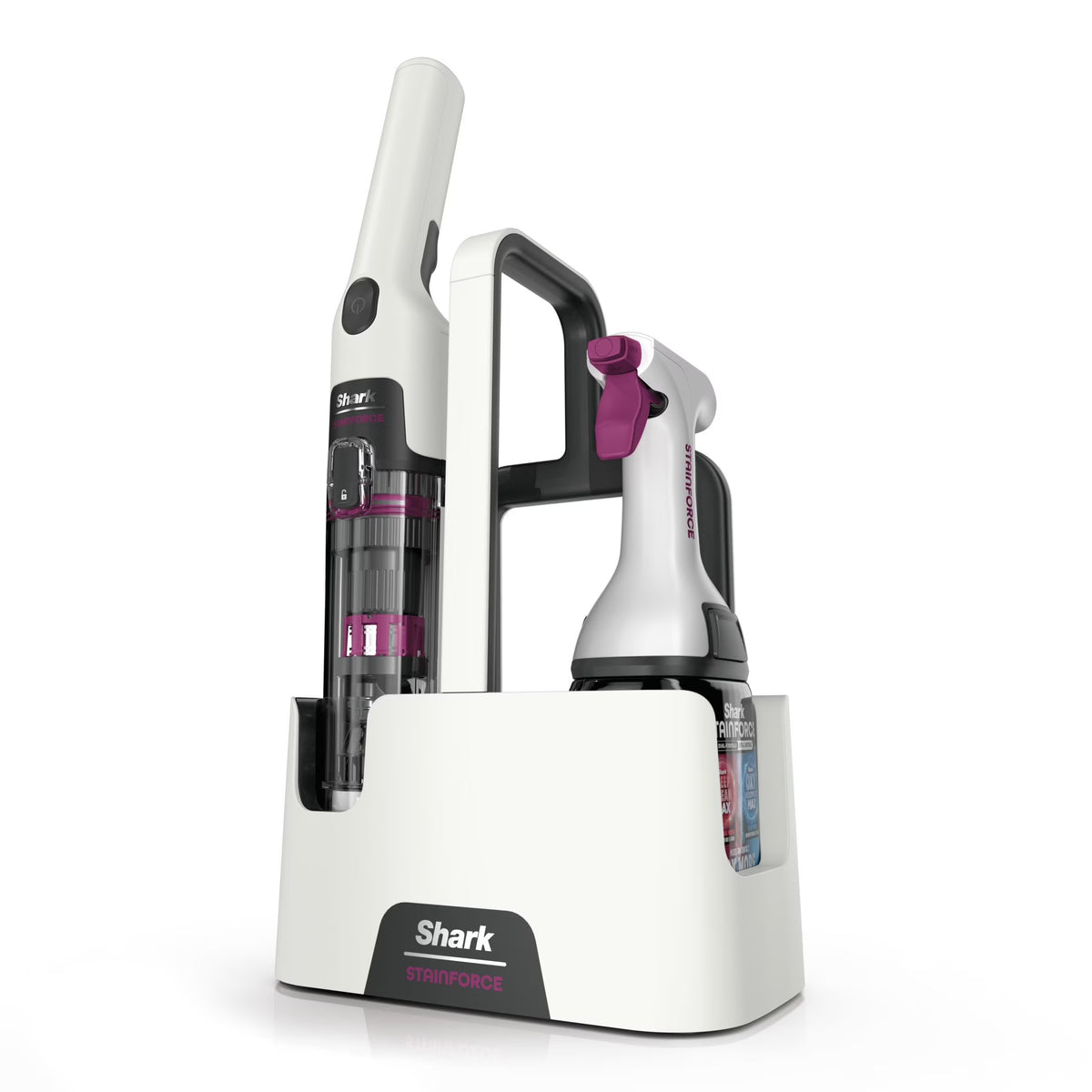 Shark StainForce Cordless Portable Spot, Stain, & Odor Remover System for Carpets, Area Rugs, Upholstery, Stairs, Cars, with Storage Caddy, and Full-Size Cleaning Solution, White, HX100 - image 1