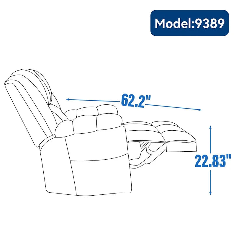 Extra-Large Swivel Rocker Recliner with Footrest and Pockets - Manual Operation - image 3
