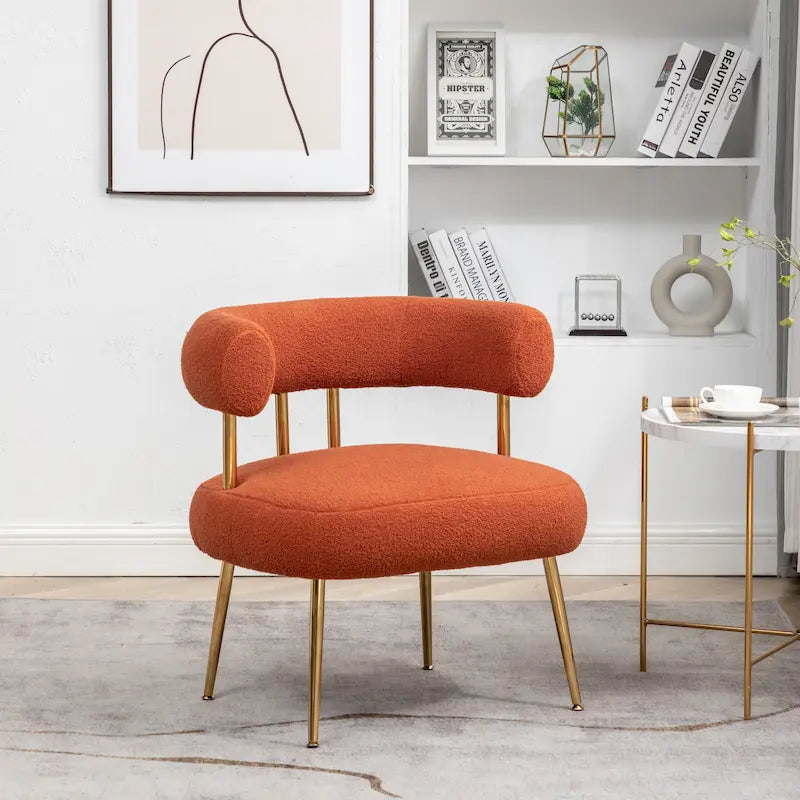 SEYNAR Contemporary Glam Upholstered Open-Back Accent Chair with Gold Legs - image 10