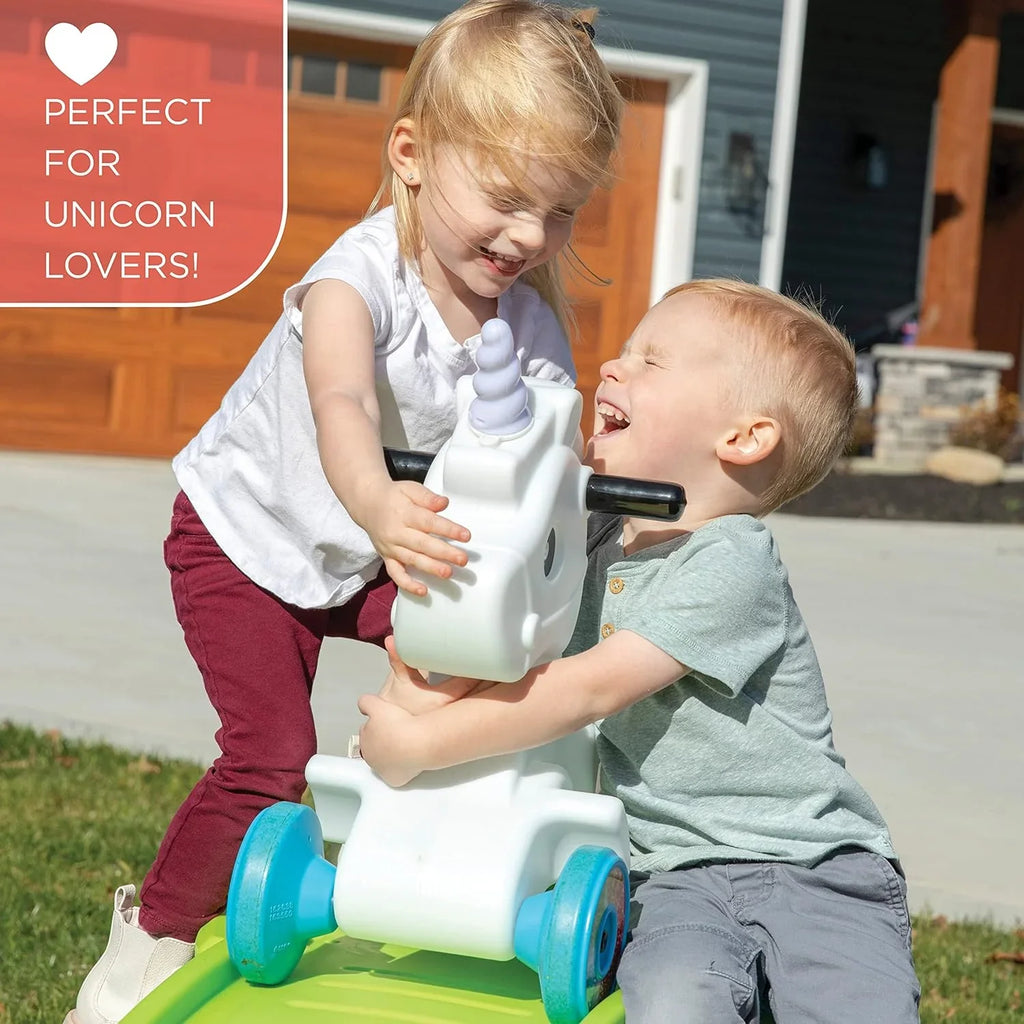 Kids Unicorn Up and Down Roller Coaster Toy, Ride Stroller, Indoor/Outdoor Toy Set