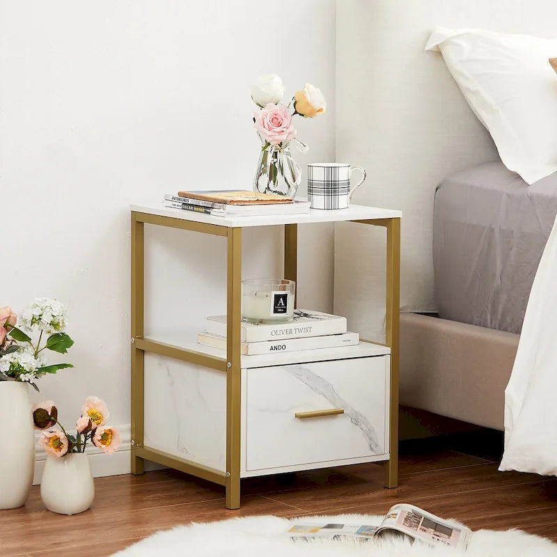 Javlergo Set of 2 Modern Square 1-Drawer Nightstands - Stylish End Tables for Bedroom and Living Room - image 6